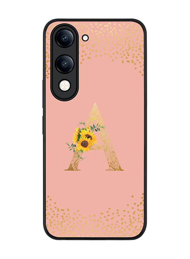 For vivo Y04 / Y29t 5G Case,Slim fit Camera Protection, Shockproof Thin Phone cover  - Custom Floral Monogram - A  (Rose Pink )